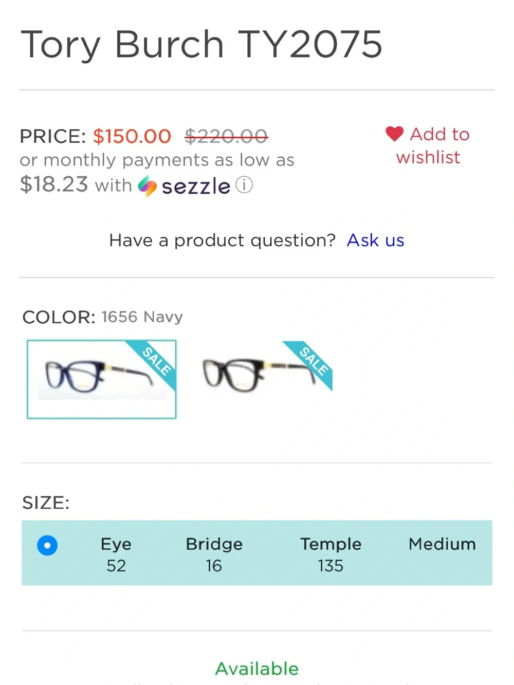 Tory Burch Navy Cat-Eye Glasses with Orange Logo Case